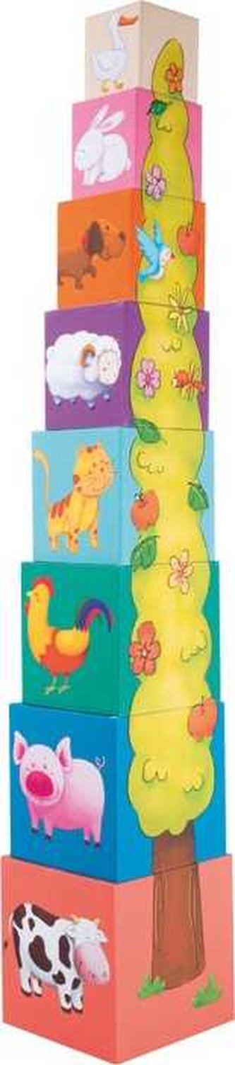 Small Foot  Dřevěná věž z kostek se zvířátky a počítáním