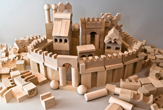 EkoToys Dřevěné kostky přírodní 220 ks XL