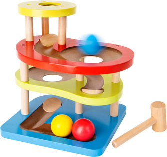 Small Foot Dřevěná barevná kuličková dráha s kladívkem