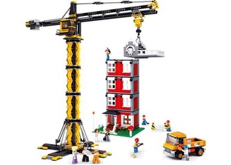 Sluban Town Stavitelé M38-B0555 Věžový jeřáb s domem a vozem