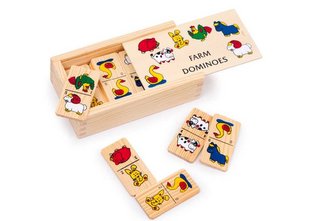 Small Foot Dřevěné hry Domino farma menší