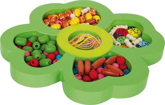 Small Foot Sada dřevěných navlékacích korálků Květinka