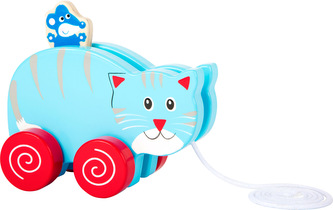 Small Foot Dřevěná tahací kočka s  myší Small Foot Dřevěná tahací kočka s  myší