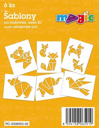 Papírové šablony MAGIC, 11 x 14cm, 6ks, sada R1 - Geometrik Zoo