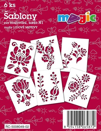 Papírové šablony MAGIC, 11 x 14cm, 6ks, sada N1 - Lidové motivy