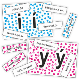 Slabiky měkké a tvrdé - kartičky k procvičení psaní I, Í, Y, Ý po měkkých a tvrdých souhláskách