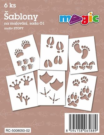 Papírové šablony MAGIC, 11 x 14cm, 6ks, sada O1 - Stopy