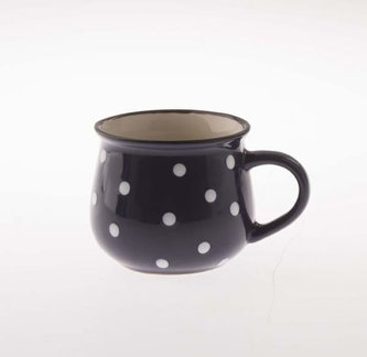 Malý keramický hrnek s puntíky - modrý 230 ml