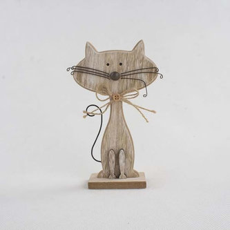 Dřevěná kočka - natur 15 cm