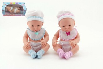 Miminko plast pevné tělo 21cm asst 2 barvy v krabičce