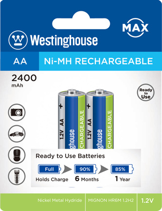 Akumulátor Westinghouse MAX AA NiMH 2400mAh 1,2V, blistr 2ks
