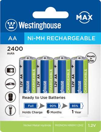 Akumulátor Westinghouse MAX AA NiMH 2400mAh 1,2V, blistr 4ks