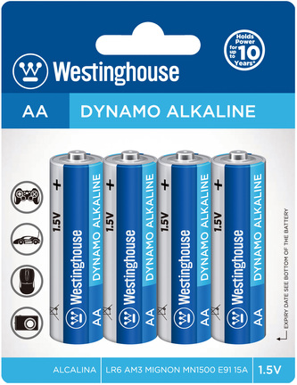Baterie alkalická Westinghouse AA/LR6 1,5V Dynamo alkalická, blistr 4ks