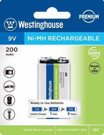 Akumulátor Westinghouse PREMIUM 9V NiMH 200mAh 8,4V