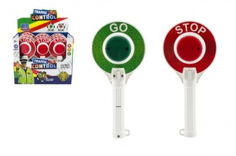 Plácačka policejní plast 23cm na baterie se světlem 2 barvy 12ks v boxu