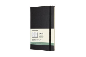 Moleskine Horizontální týdenní diář 2021 tvrdý černý L