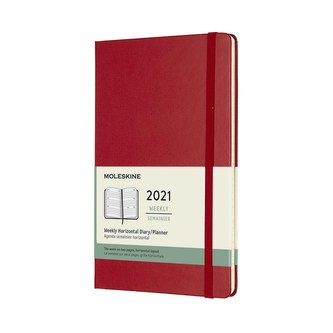 Moleskine Horizontální týdenní diář 2021 tvrdý červený L