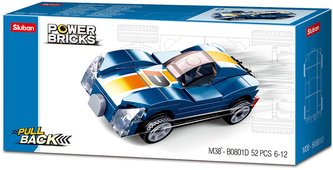 Sluban Power Bricks M38-B0801E Natahovací auto modrý sporťák