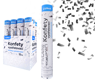 Konfety vystřelovací 30cm fóliové stříbrné LUMA