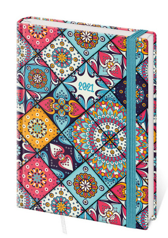 Diář 2021 A5 LYRA denní s gumičkou L354 Mandala