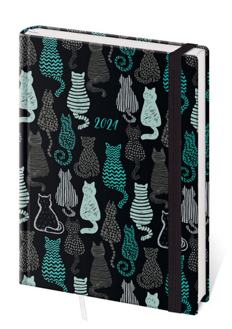 Diář 2021 B6 LYRA denní s gumičkou L391 Cats