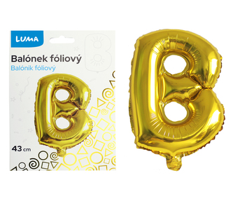 Balónek foliový  \"B\" ZLATÝ LUMA