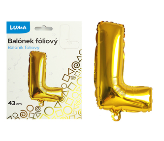 Balónek foliový  \"L\" ZLATÝ LUMA
