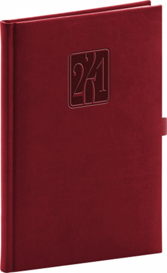 Týdenní diář Vivella Classic 2021, vínový, 15 × 21 cm