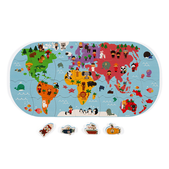 Hračka do vody měkké puzzle pro děti Mapa světa Janod 28 ks