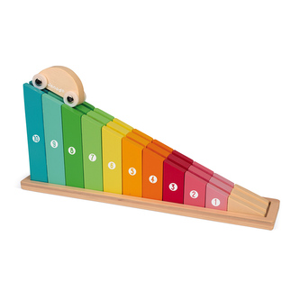 Dřevěná hračka Učím se jako počítat do 10 Crescendo Janod s autíčkem