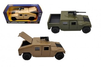 Auto vojenské kov/plast 12cm na zpětné natažení 2 barvy v krabičce 16,5x7x7cm