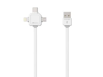 Kabel ALLOCACOC USB/Micro USB/USB C-TYPE/Lightning bílý