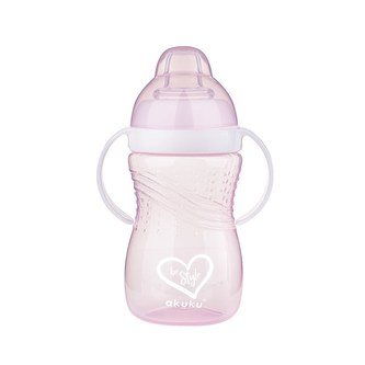 Hrníček se silikonovým náustkem Akuku 280ml růžový