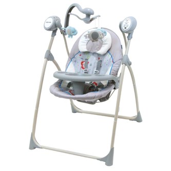 Dětské lehátko s houpátkem kolotočem a ovladačem Baby Mix šedé