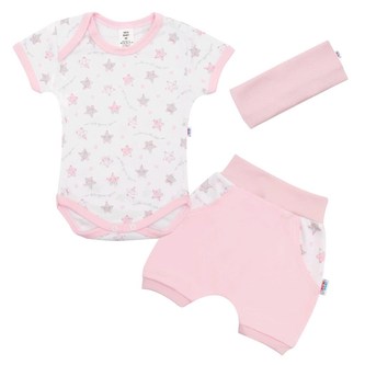 3-dílná letní bavlněná souprava New Baby Perfect Summer růžová - velikost 74 (6-9m)