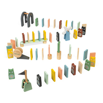 Dřevěné kostky Padající domino 100 ks stavebnice Janod Cocoon od 3 let