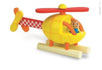Dřevěná magnetická skládačka Helikoptéra Kit Magnet Janod od 2 let 9 dílů