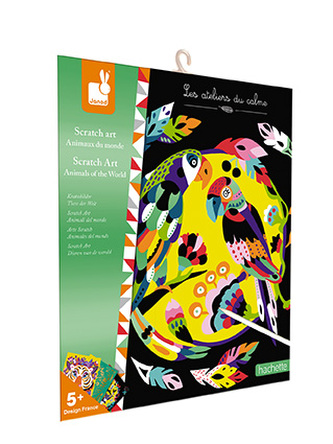 Kreativní sada vyškrabovací obrázky Zvířátka světa Janod Atelier Mini