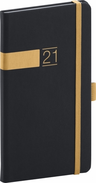 Kapesní diář Twill 2021, černozlatý