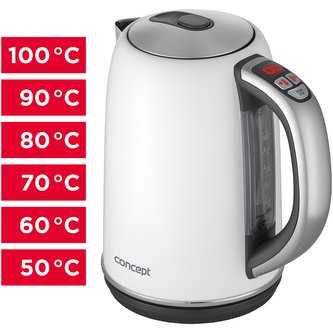 RK3181 Rychlovarná konvice s termoregulací nerezová 1,7 l WHITE