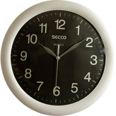 Nástěnné hodiny "Sweep Second", stříbrná/černá, 30cm, SECCO
