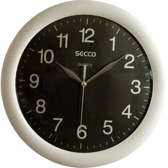 Nástěnné hodiny "Sweep Second", stříbrná/černá, 30cm, SECCO