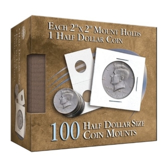 HALF DOLLAR 2X2 COIN MOUNTS CUBE 100 COU