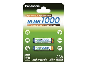 Baterie AAA (R03) nabíjecí 1,2V/1000mAh PANASONIC NiMH 2ks