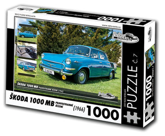 Retro auta Puzzle č. 7 - ŠKODA 1000 MB pravostr. řízení (1966) - 1000 dílků