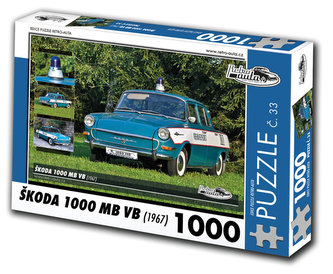 Retro auta Puzzle č. 33 - ŠKODA 1000 MB VB (1967) - 1000 dílků