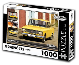 Retro auta Puzzle č. 36 - MOSKVIČ 412 (1974) - 1000 dílků