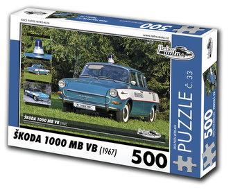 Retro auta Puzzle č. 33 - ŠKODA 1000 MB VB (1967) - 500 dílků