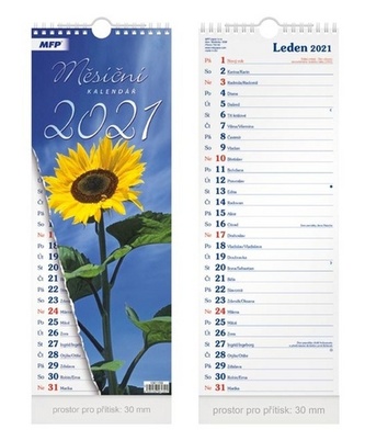 Měsíční vázankový - nástěnný kalendář 2021