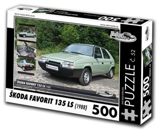 Retro auta Puzzle č. 52 - ŠKODA FAVORIT 135 LS (1988) - 500 dílků